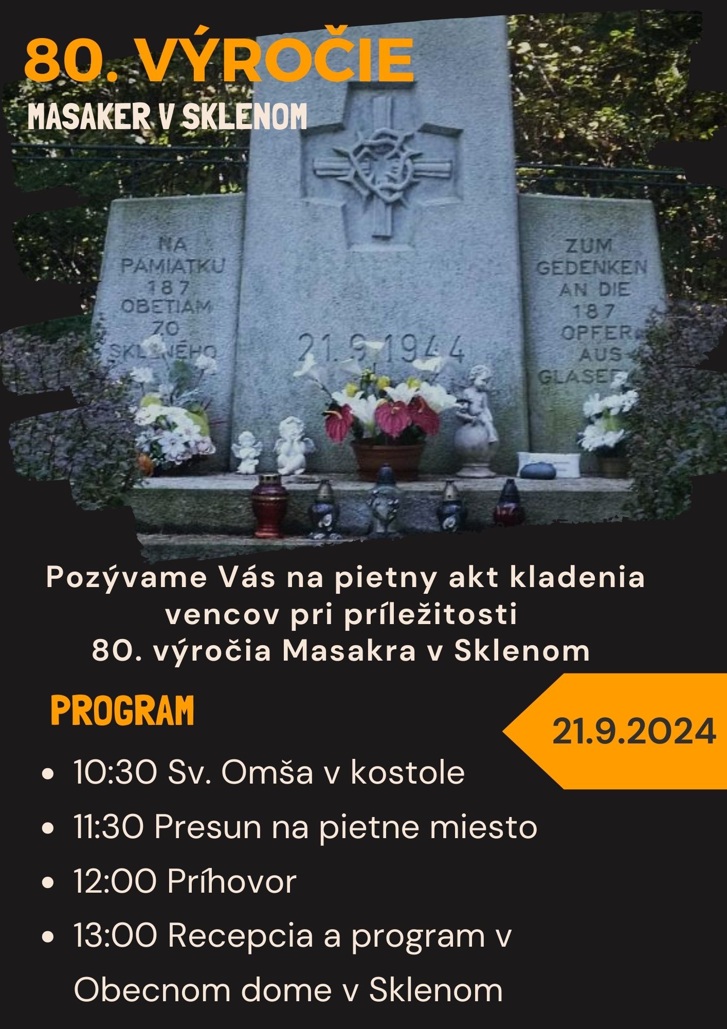 Pietny akt kladenia vencov "Masaker v Sklenom" 21.9.2024